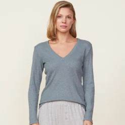 MONROW Thermal Long Sleeve V Neck GREENGREY Online